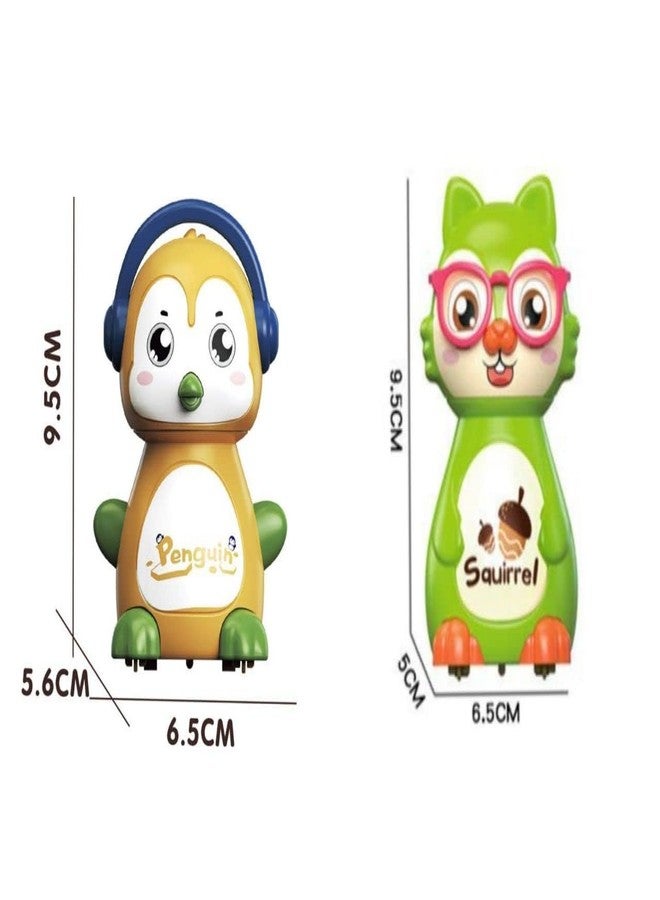 IndusBay® Set of 3, Cute Sliding Press & Release Owl, Squirrel & Penguin Inertia Press Run Slide Mini Cartoon Animal Wind Up Toys Birthday Return Gift for Toddler Boy Girls, Multicolor - Image 5